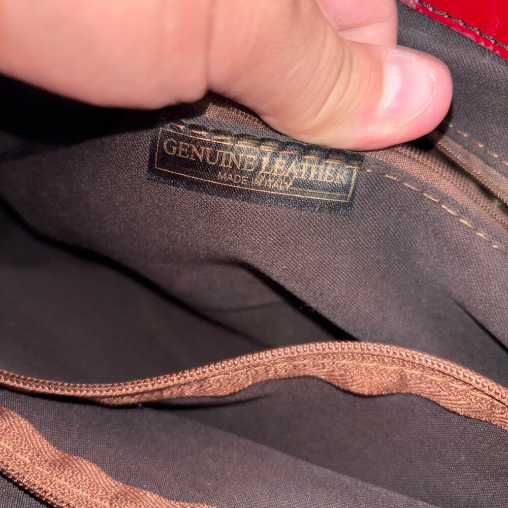 Vera Pelle Italian Leather Handbag – Red & Black Structured Satchel - Picture 7 of 12